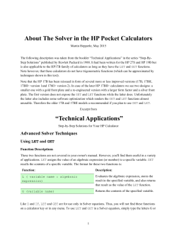The GET and LET functions in the Solver on HP - MH