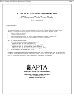 CLINICAL SITE INFORMATION FORM (CSIF)