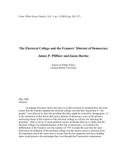 The Electoral College and the Framers` Distrust of