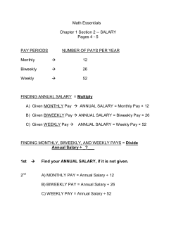 Math Essentials Chapter 1 Section 2 SALARY Pages 4 5 PAY