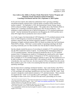 1 Gregory S. Jones September 9, 2010 Iran Achieves the Ability to