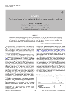 The importance of behavioural studies in conservation biology