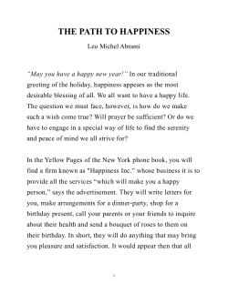 High Holiday &ndash; The Path to Happiness