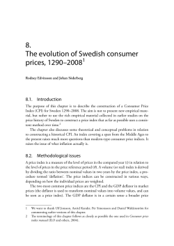 8. The evolution of Swedish consumer prices, 1290&ndash;2008