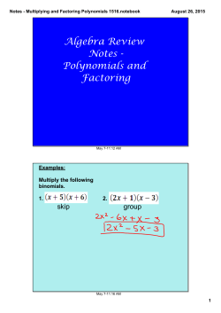 Notes - Multiplying and Factoring Polynomials 1516.notebook