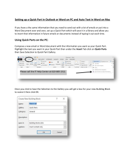 Setting up a Quick Part in Outlook or Word on PC and Auto Text in
