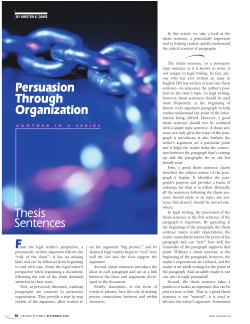 Persuasion Through Organization Thesis Sentences