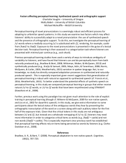 Factors affecting perceptual learning: Synthesized speech and