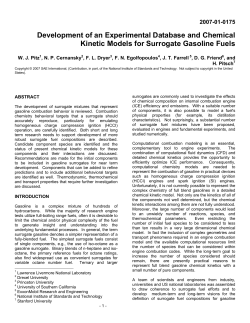 Development of an Experimental Database and Chemical Kinetic