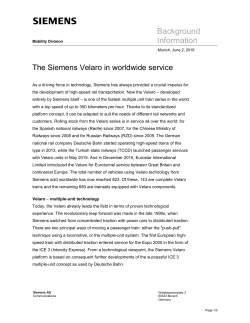 Background Information: The Siemens Velaro in worldwide service
