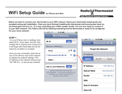 WiFi Setup Guide - Radio Thermostat