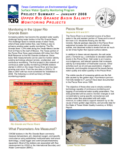 Pecos River Monitoring in the Upper Rio Grande Basin What