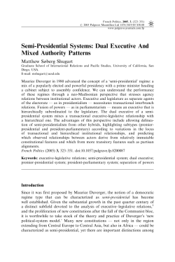 Semi-Presidential Systems: Dual Executive And Mixed Authority
