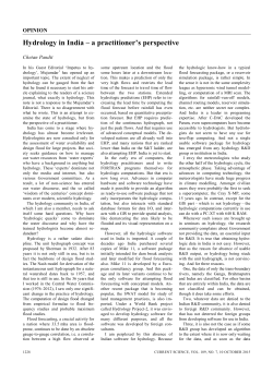 Hydrology in India – a practitioner`s perspective