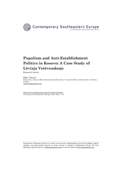 Populism and Anti-Establishment Politics in Kosovo: A Case Study