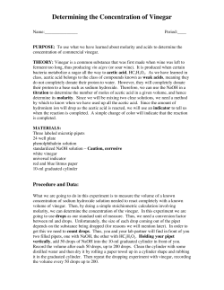 Determining the Concentration of Vinegar