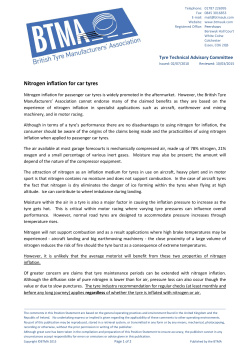 Nitrogen inflation for car tyres - The British Tyre Manufacturers