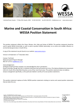 Marine and Coastal Conservation in South Africa: WESSA Position