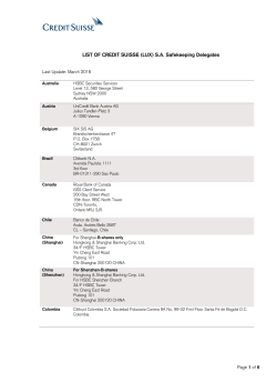 LIST OF CREDIT SUISSE (LUX) S.A. Safekeeping Delegates