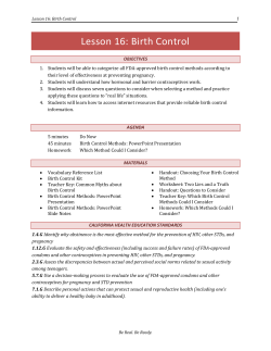 Lesson 16: Birth Control
