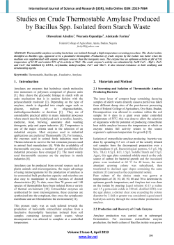 Studies on Crude Thermostable Amylase Produced by Bacillus Spp