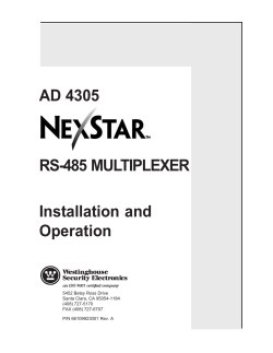 AD 4305 RS-485 MULTIPLEXER Installation and Operation