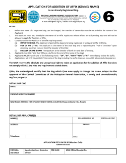 APPLICATION FOR ADDITION OF AFFIX (KENNEL NAME)