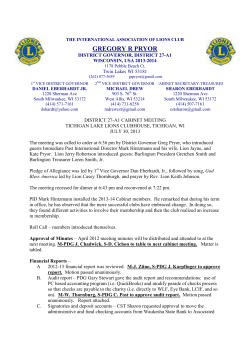 Minutes from July 30, 2013 Cabinet Meeting