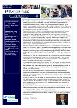Raynes Park High School Newsletter 18 July 2014 Issue 55