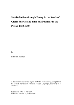 Self-Definition through Poetry in the Work of Gloria Fuertes and Pilar