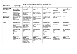 Long Term Planning with Needs Led Focus