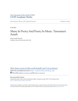 Music In Poetry And Poetry In Music: Tumanian`s Anush