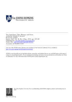 The Canterbury Tales: Memory and Form