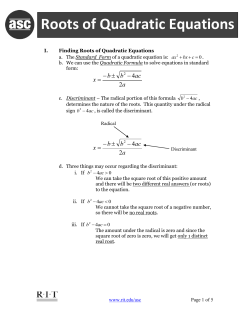 Roots of Quadratic Equations