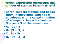 Sarah collects stamps and keeps them in envelopes. She