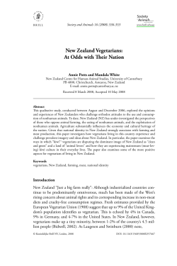 New Zealand Vegetarians: At Odds with Their Nation