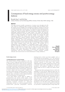 Consequences of food energy excess and positive energy balance