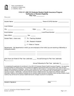 Graduate Student Health Insurance Program Verification of Student