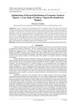 Optimization of Physical Distribution of Consumer Goods in Nigeria