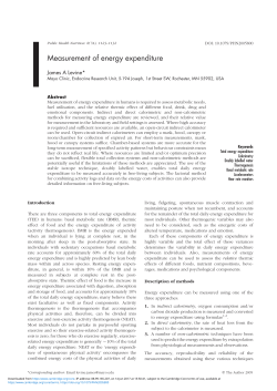 Measurement of energy expenditure