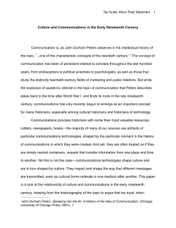 Culture and Communications in the Early