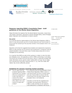 Response regarding ESMA`s Consultation Paper