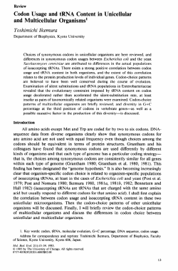 Codon Usage and tRNA Content in Unicellular and Multicellular