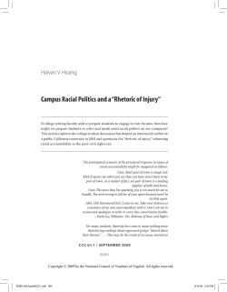 Campus Racial Politics and a &ldquo;Rhetoric of Injury&rdquo;