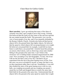 Cheat Sheet for Galileo Galilei