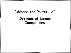 Systems of Linear Inequalities