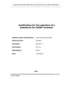 Justification for the selection of a candidate CoRAP substance