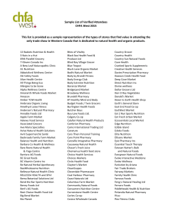 Sample List of Verified Attendees CHFA West 2015 This list is