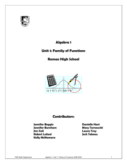 Algebra 1 &ndash; Unit 1: Family of Functions