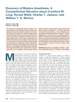 Discovery of Modern Anesthesia, AANA Journal, December 2015